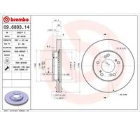 2x Disco de freno ventilación interna 09.6893.11 BREMBO para HONDA ACURA