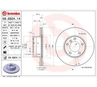 2x Disco de freno ventilación interna 09.6924.11 BREMBO para BMW 5 5 Touring