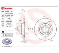 2x Disco de freno ventilación interna 09.7196.11 BREMBO para AUDI VW SEAT