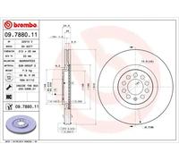 Disco de freno BREMBO 9788011 delantero, ventilado , altamente carbonizado, 1 Pieza