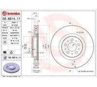 Disco de freno BREMBO 9861411 delantero, ventilado , altamente carbonizado, 1 Pieza