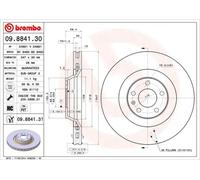 2x Disco de freno ventilación interna 09.8841.31 BREMBO para AUDI A6 C6