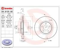 2x Disco de freno ventilación interna 09.9133.81 BREMBO para CHRYSLER DODGE