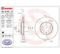 2x Disco de freno ventilación interna 09.9165.11 BREMBO para CADILLAC SAAB OPEL