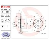 2x Disco de freno ventilación interna 09.9537.10 BREMBO para HYUNDAI ACCENT II