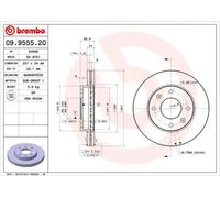 2x Disco de freno ventilación interna 09.9555.20 BREMBO para HYUNDAI KIA