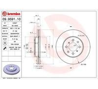 2x Disco de freno ventilación interna 09.9591.10 BREMBO para HONDA