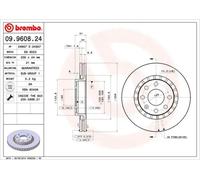2x Disco de freno ventilación interna 09.9608.24 BREMBO para DAEWOO LOTUS