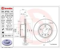 2x Disco de freno ventilación interna 09.9752.11 BREMBO para BMW 1 Coupé 3 1 5