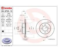 2x Disco de freno ventilación interna 09.9753.10 BREMBO para HYUNDAI ATOS