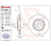 2x Disco de freno ventilación interna 09.9895.11 BREMBO para RENAULT SCÉNIC II