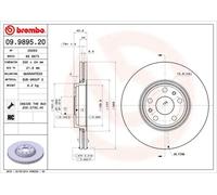 2x Disco de freno ventilación interna 09.9895.20 BREMBO para RENAULT SCÉNIC II