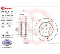 2x Disco de freno ventilación interna 09.9905.11 BREMBO para JEEP CHEROKEE