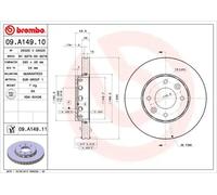 2x Disco de freno ventilación interna 09.A149.11 BREMBO para KIA