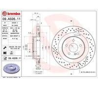 Disco de freno BREMBO 09A32611 trasero, ventilado , ranurado, altamente carbonizado, 1 Pieza