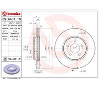 2x Disco de freno ventilación interna 09.A401.11 BREMBO para MAZDA FORD FORD USA