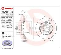 2x Disco de freno ventilación interna 09.A597.11 BREMBO para AUDI VW
