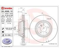 2x Disco de freno ventilación interna 09.A599.11 BREMBO para BMW 3 3 Touring X1