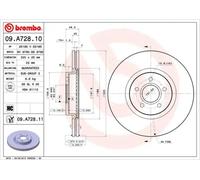 2x Disco de freno ventilación interna 09.A728.11 BREMBO para VOLVO FORD