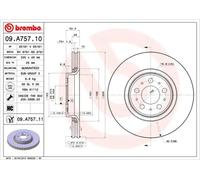 2x Disco de freno ventilación interna 09.A757.11 BREMBO para VOLVO S80 I V70 II