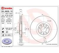 2x Disco de freno ventilación interna 09.A829.11 BREMBO para PEUGEOT RCZ