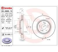 2x Disco de freno ventilación interna 09.A866.11 BREMBO para HONDA CR-V III