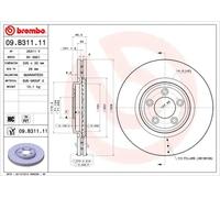 2x Disco de freno ventilación interna 09.B311.11 BREMBO para JAGUAR DAIMLER
