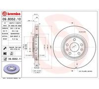 BREMBO Discos de freno para RENAULT: MÃ©gane, Clio, Laguna, ScÃ©nic, Espace, Talisman, Latitude (Ref: 09.B352.11)