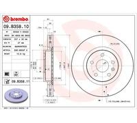 2x Disco de freno ventilación interna 09.B358.11 BREMBO para SAAB OPEL