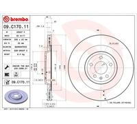 2x Disco de freno ventilación interna 09.C170.11 BREMBO para AUDI A7 Sportback