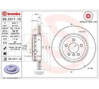 Disco de freno BREMBO 09C41113 trasero, ventilado , altamente carbonizado, 1 Pieza