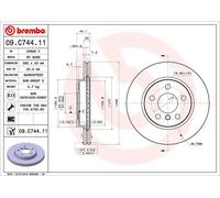 2x Disco de freno ventilación interna 09.C744.11 BREMBO para MINI BMW