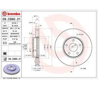 2x Disco de freno ventilación interna 09.C990.21 BREMBO para FORD FOCUS IV