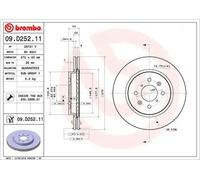 2x Disco de freno ventilación interna 09.D252.11 BREMBO para SUZUKI SWIFT IV