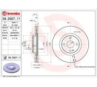 Disco de freno BREMBO 09D30711 vorne, ventilado , 1 Pieza