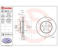 Disco de freno BREMBO 09D51011 delantero, ventilado , 1 Pieza