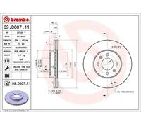 2x Disco de freno ventilación interna 09.D607.11 BREMBO para KIA PICANTO III