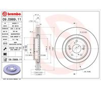 Disco de freno BREMBO 09.D989.11 delantero, ventilado , altamente carbonizado, 1 Pieza