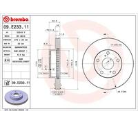 2x Disco de freno ventilación interna 09.E233.11 BREMBO para TOYOTA
