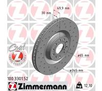 2x Disco de freno ventilación interna 100.3301.52 ZIMMERMANN para SEAT VW SKODA