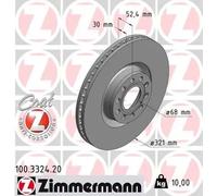 2x Disco de freno ventilación interna 100.3324.20 ZIMMERMANN para AUDI A6 C5