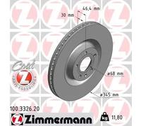2x Disco de freno ventilación interna 100.3326.20 ZIMMERMANN para AUDI A4 B6