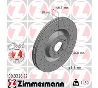 2x Disco de freno ventilación interna 100.3326.52 ZIMMERMANN para AUDI A4 B6