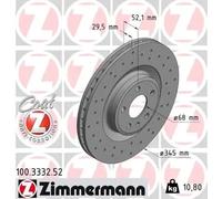 2x Disco de freno ventilación interna 100.3332.52 ZIMMERMANN para AUDI Q5 A5