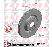 2x Disco de freno ventilación interna 100.3356.20 ZIMMERMANN para AUDI PORSCHE
