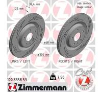2x Disco de freno ventilación interna 100.3358.53 ZIMMERMANN para AUDI PORSCHE