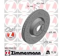 2x Disco de freno ventilación interna 100.3360.52 ZIMMERMANN para AUDI