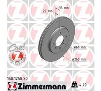2x Disco de freno ventilación interna 150.1258.20 ZIMMERMANN para BMW 3