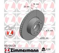 2x Disco de freno ventilación interna 150.1261.20 ZIMMERMANN para BMW 5 7
