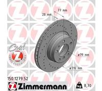 2x Disco de freno ventilación interna 150.1279.52 ZIMMERMANN para BMW 7